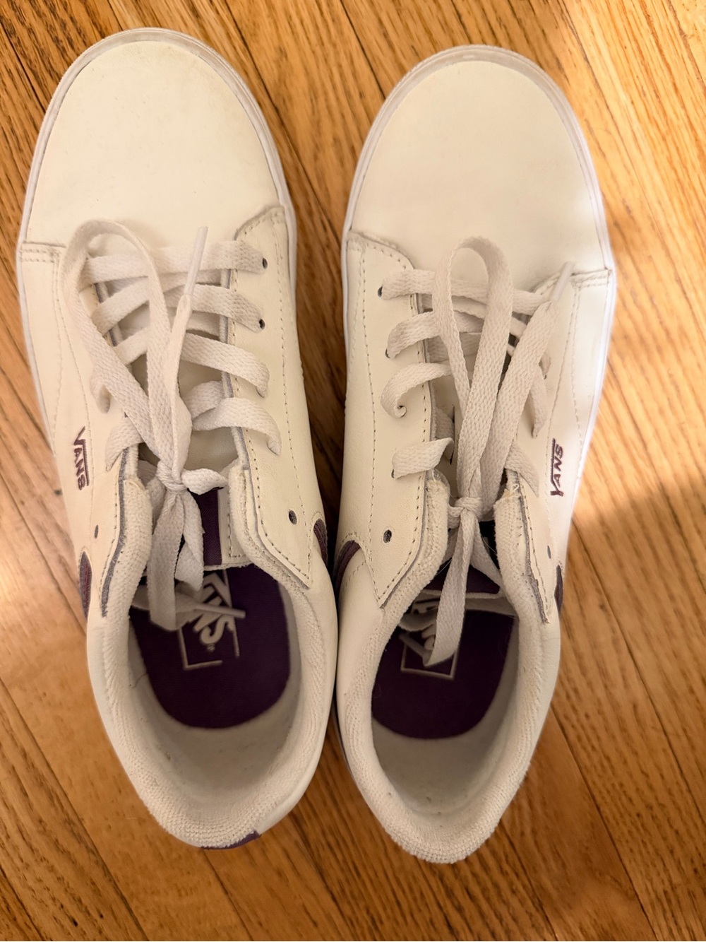 Vans White Low-Top Sneakers with Purple Interior